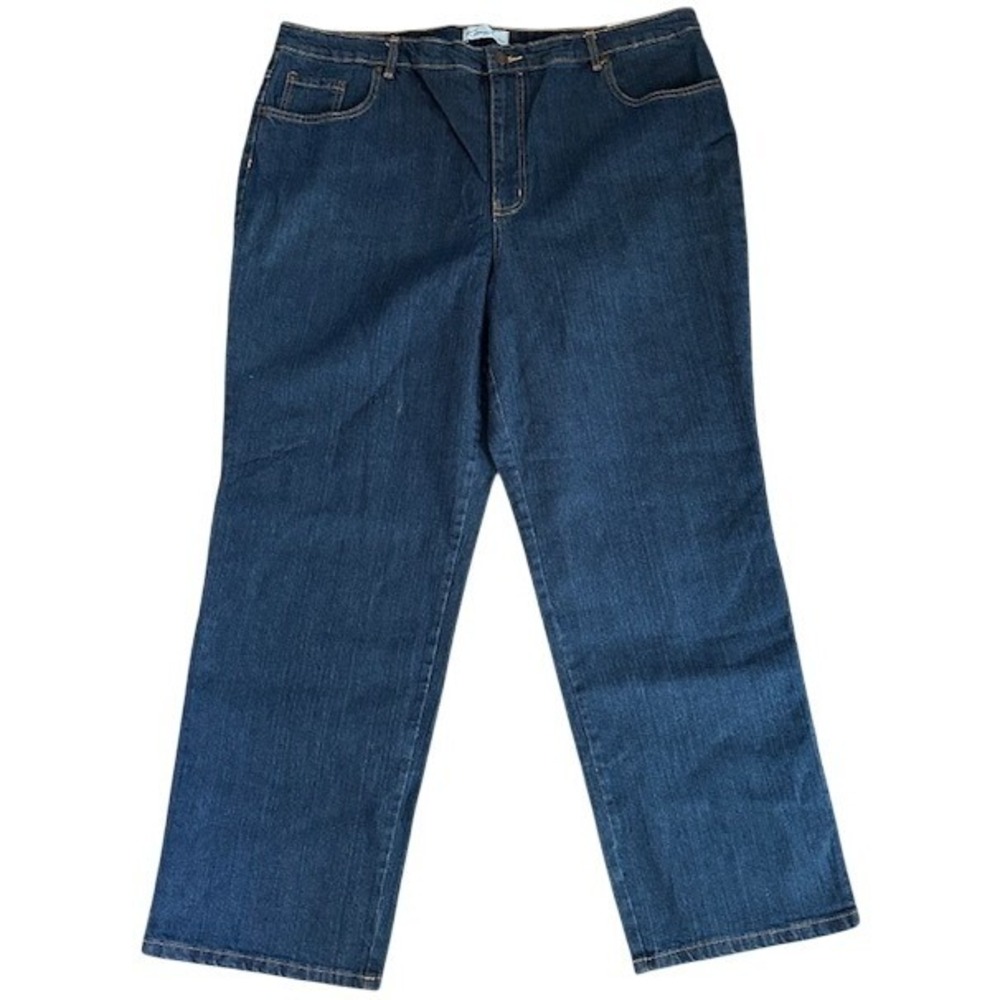 NWT Kim Rogers Women's Antique Wash Easy Fit Straight Leg Jeans Stretch 22W